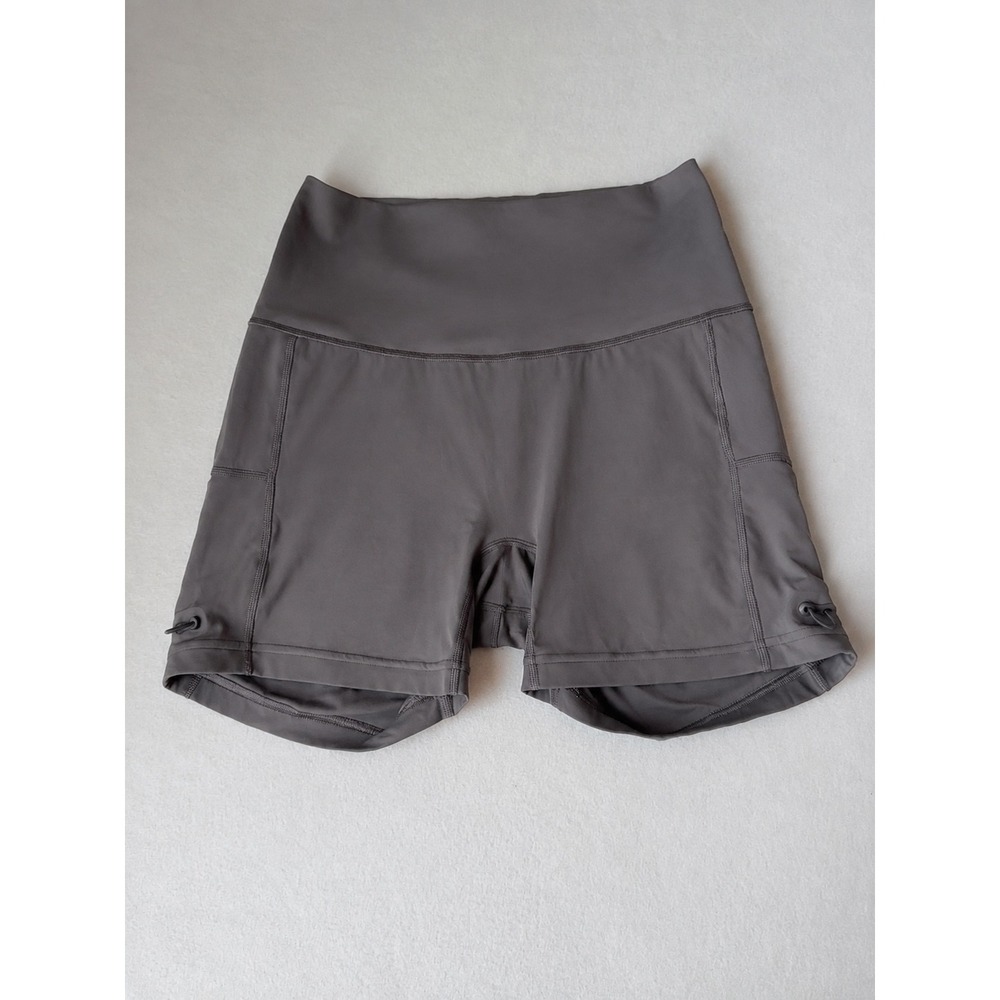 Gymshark Women's Medium Gray High Waist Training Shorts Drawcord Athletic